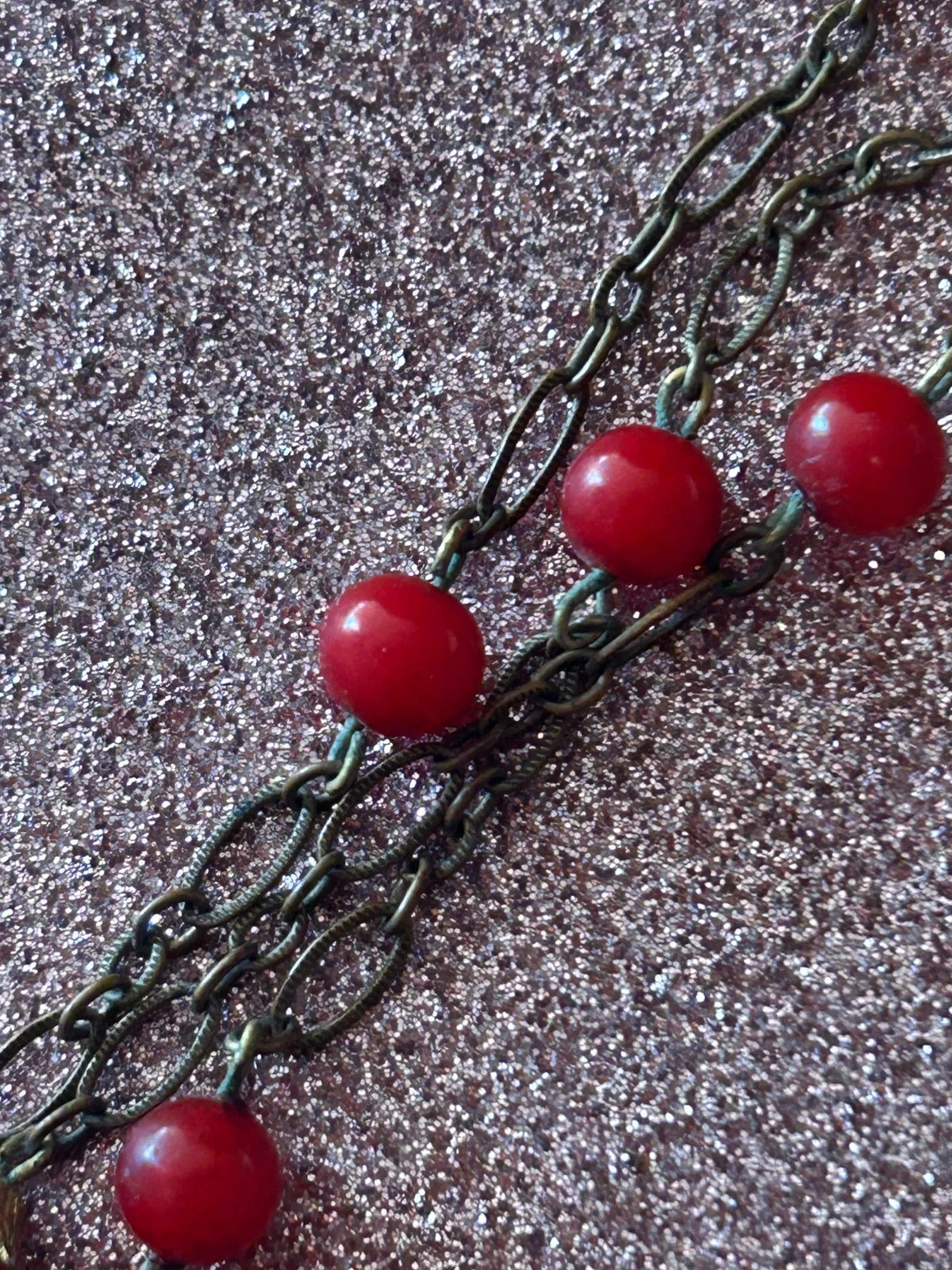 Collier vintage 3 rangs rouge corail Année 50/60 – photo 7